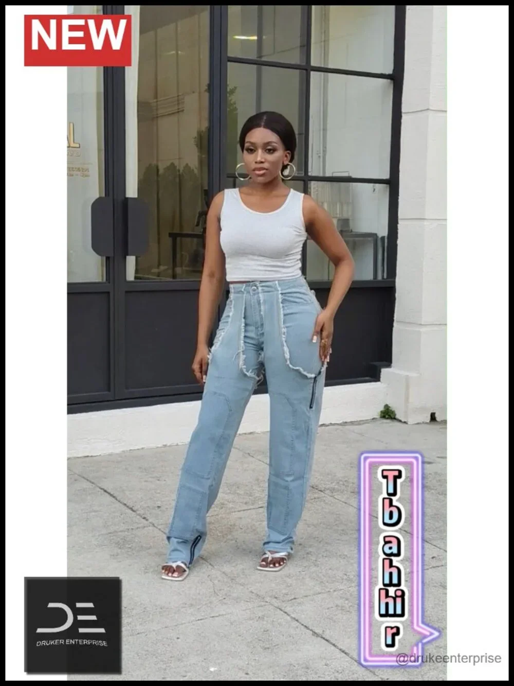 Women's High Waisted Ripped Wide Leg Distressed Denim Jeans